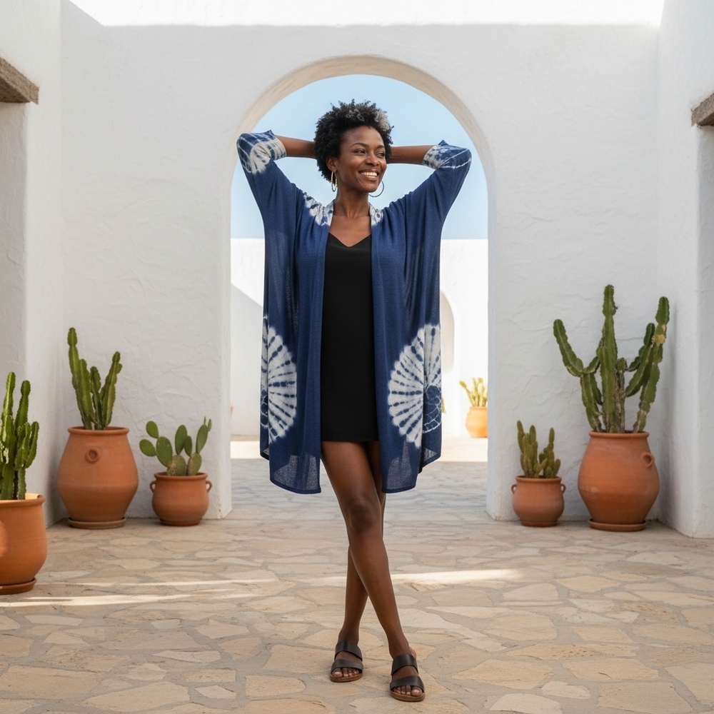 NWOT. Coastal Resort Wear Blue tie die duster.